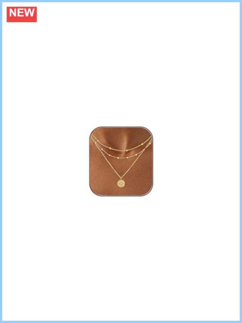 14K Gold Plated Layered Necklace Set Waterproof Stackable Pendant Necklaces for